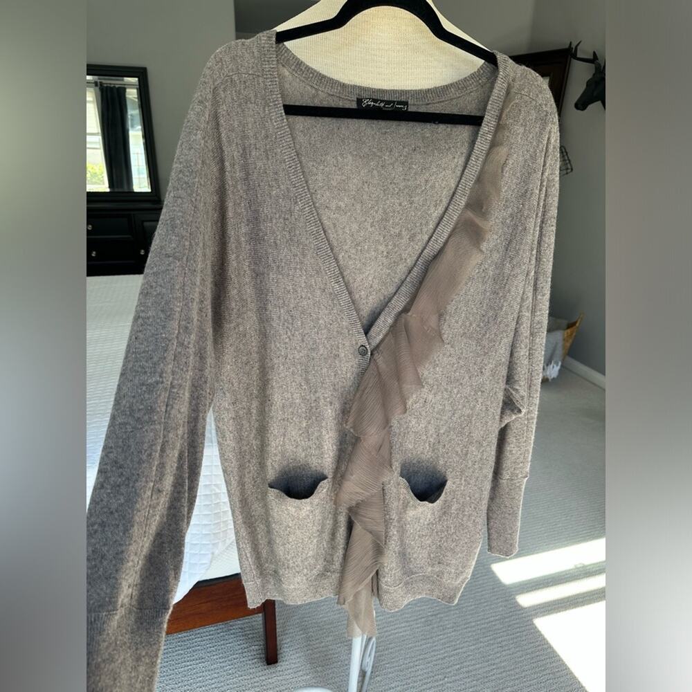 Elizabeth & James Cardigan Gray Ruffle size large